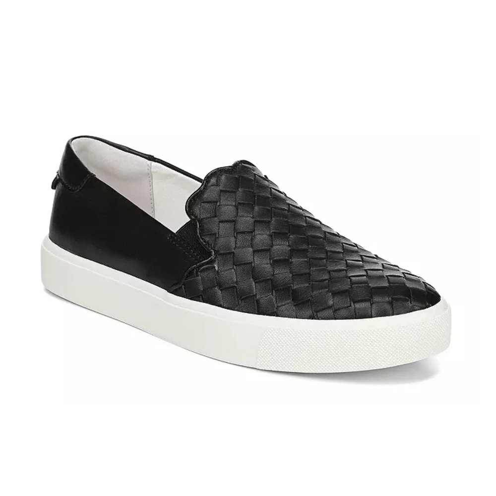 Sam Edelman Slip On Sneakers Black Woven Low Top Casual Leather 6.5